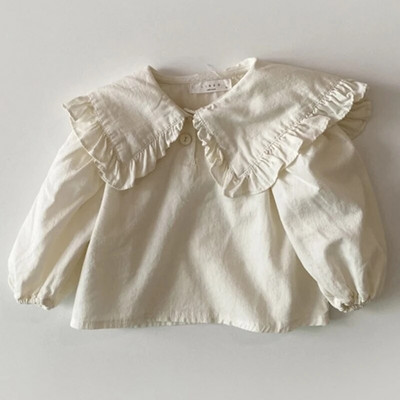 Bluză pentru fetițe de primăvară Cămașă cu guler pentru păpuși pentru copii, la modă de vară, cămașă cu flori pentru fete, cu mânecă lungă, cu imprimeu de flori, bluză pentru fete