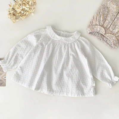 Bluză pentru fetițe de primăvară Cămașă cu guler pentru păpuși pentru copii, la modă de vară, cămașă cu flori pentru fete, cu mânecă lungă, cu imprimeu de flori, bluză pentru fete