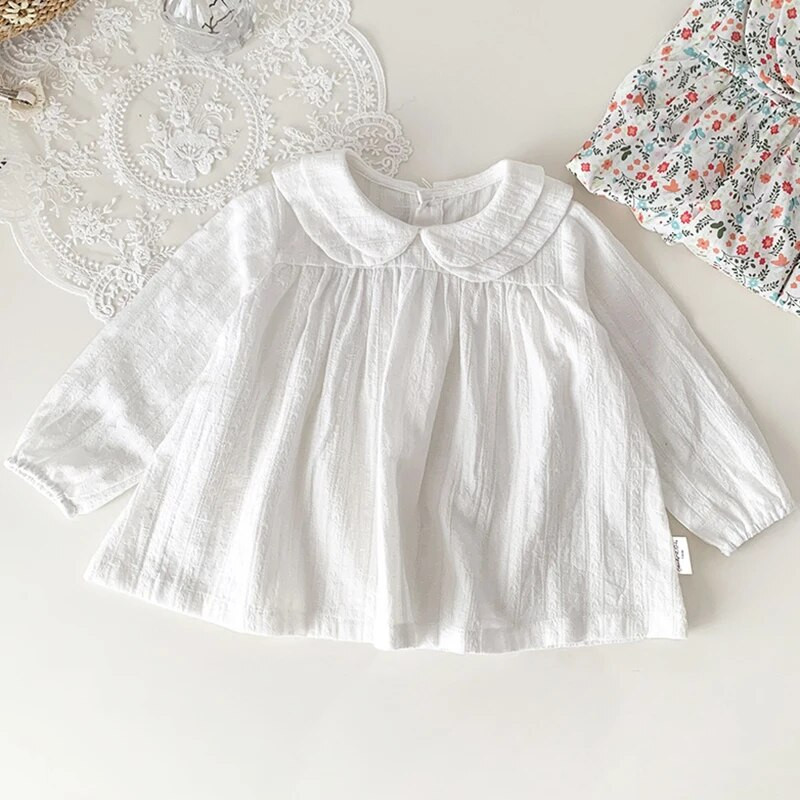 Bluză pentru fetițe de primăvară Cămașă cu guler pentru păpuși pentru copii, la modă de vară, cămașă cu flori pentru fete, cu mânecă lungă, cu imprimeu de flori, bluză pentru fete