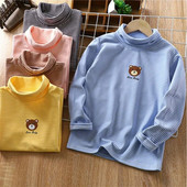 Tricou pentru copii de primăvară, toamnă, cu dungi, cu gât înalt, cu mânecă lungă, tricou, pentru băieți, fete, desene animate, ocazional, tricou pentru copii, pulover