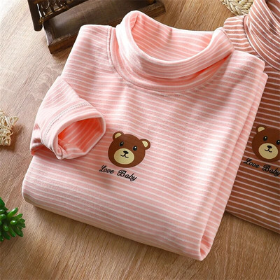 Tricou pentru copii de primăvară, toamnă, cu dungi, cu gât înalt, cu mânecă lungă, tricou, pentru băieți, fete, desene animate, ocazional, tricou pentru copii, pulover