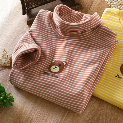 Tricou pentru copii de primăvară, toamnă, cu dungi, cu gât înalt, cu mânecă lungă, tricou, pentru băieți, fete, desene animate, ocazional, tricou pentru copii, pulover