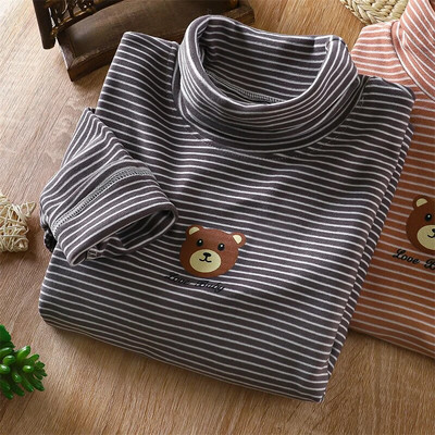 Tricou pentru copii de primăvară, toamnă, cu dungi, cu gât înalt, cu mânecă lungă, tricou, pentru băieți, fete, desene animate, ocazional, tricou pentru copii, pulover