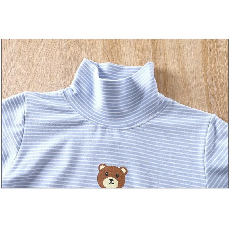 Tricou pentru copii de primăvară, toamnă, cu dungi, cu gât înalt, cu mânecă lungă, tricou, pentru băieți, fete, desene animate, ocazional, tricou pentru copii, pulover