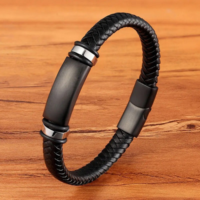 XQNI Accesorii noi de lux din oțel inoxidabil Combinație din piele naturală 3 culori Brățări pentru bărbați Brățară țesută pentru bărbați ziua de naștere