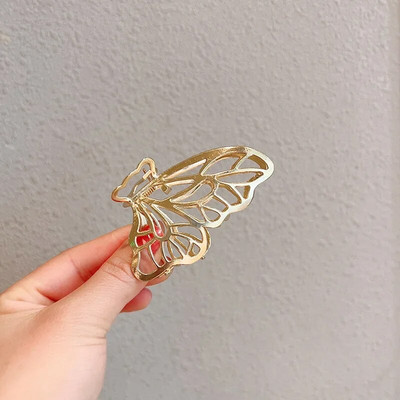 Μόδα Μεταλλικά Νύχια Μαλλιά πεταλούδας με κούφια από κράμα ψευδάργυρου Όμορφες φουρκέτες Χρυσά κλιπ για τα μαλλιά πεταλούδα Γυναικεία αξεσουάρ μαλλιών