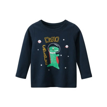 Есенен суичър 2024 г. Момчета Момичета Тениски с анимационни астронавти Детски памучни топове с дълъг ръкав Ракета Детско пространство Детски дрехи