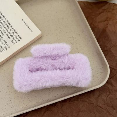 Χειμερινά βελούδινα μαλλιά Claw Κομψές ακρυλικές φουρκέτες Faux Fur Hair Clip Barrette Crab Headwear για γυναίκες Αξεσουάρ μαλλιών για κορίτσια