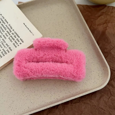 Χειμερινά βελούδινα μαλλιά Claw Κομψές ακρυλικές φουρκέτες Faux Fur Hair Clip Barrette Crab Headwear για γυναίκες Αξεσουάρ μαλλιών για κορίτσια