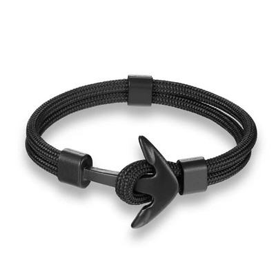 Brățări cu ancora neagră țesute cu mai multe straturi de modă pentru bărbați Brățară cu ancora Hope Pulsera bleumarin Brățări din piele de supraviețuire cu noroc de mână