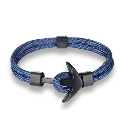 Brățări cu ancora neagră țesute cu mai multe straturi de modă pentru bărbați Brățară cu ancora Hope Pulsera bleumarin Brățări din piele de supraviețuire cu noroc de mână
