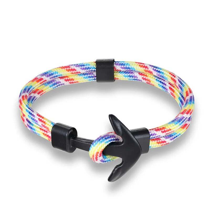 Brățări cu ancora neagră țesute cu mai multe straturi de modă pentru bărbați Brățară cu ancora Hope Pulsera bleumarin Brățări din piele de supraviețuire cu noroc de mână