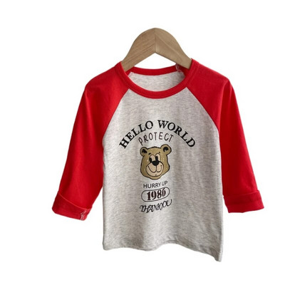 Haine pentru fetiță Tricou Toamnă Bebeluș Tricou cu mânecă lungă Topuri Moale 1-6 ani Copii Băieți Casual Cămașă drăguță cu fundul ținute din bumbac