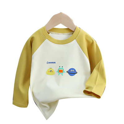 Haine pentru fetiță Tricou Toamnă Bebeluș Tricou cu mânecă lungă Topuri Moale 1-6 ani Copii Băieți Casual Cămașă drăguță cu fundul ținute din bumbac