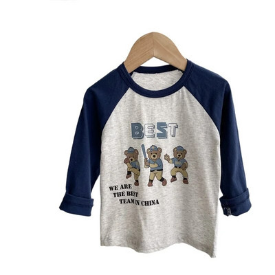 Haine pentru fetiță Tricou Toamnă Bebeluș Tricou cu mânecă lungă Topuri Moale 1-6 ani Copii Băieți Casual Cămașă drăguță cu fundul ținute din bumbac