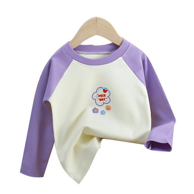 Haine pentru fetiță Tricou Toamnă Bebeluș Tricou cu mânecă lungă Topuri Moale 1-6 ani Copii Băieți Casual Cămașă drăguță cu fundul ținute din bumbac