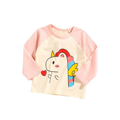 Haine pentru fetiță Tricou Toamnă Bebeluș Tricou cu mânecă lungă Topuri Moale 1-6 ani Copii Băieți Casual Cămașă drăguță cu fundul ținute din bumbac