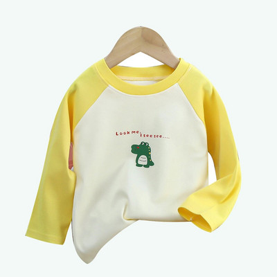 Haine pentru fetiță Tricou Toamnă Bebeluș Tricou cu mânecă lungă Topuri Moale 1-6 ani Copii Băieți Casual Cămașă drăguță cu fundul ținute din bumbac