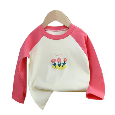 Haine pentru fetiță Tricou Toamnă Bebeluș Tricou cu mânecă lungă Topuri Moale 1-6 ani Copii Băieți Casual Cămașă drăguță cu fundul ținute din bumbac