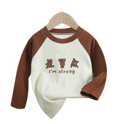 Haine pentru fetiță Tricou Toamnă Bebeluș Tricou cu mânecă lungă Topuri Moale 1-6 ani Copii Băieți Casual Cămașă drăguță cu fundul ținute din bumbac