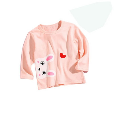 Haine pentru fetiță Tricou Toamnă Bebeluș Tricou cu mânecă lungă Topuri Moale 1-6 ani Copii Băieți Casual Cămașă drăguță cu fundul ținute din bumbac