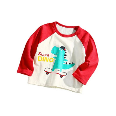 Haine pentru fetiță Tricou Toamnă Bebeluș Tricou cu mânecă lungă Topuri Moale 1-6 ani Copii Băieți Casual Cămașă drăguță cu fundul ținute din bumbac