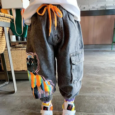 2 4 6 8 9Y Vaikams berniukams Džinsai Pavasario ir rudens vaikiškos laisvalaikio kelnės berniukams Kūdikiams Laisvos animacinės kelnės Vaikiškos kelnės berniukui