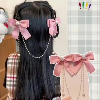 Κορεάτικο Γλυκό βελούδινο παπιγιόν με μαργαριτάρι φουρκέτες για τα μαλλιά Νέα διακόσμηση Κλιπ μαλλιών κεφαλής Παιδικά κορίτσια Γυναικεία αξεσουάρ μαλλιών