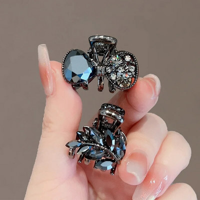 Jauns Korejas stila sakausējums Rhinestone Melns Mati Krabju nags Sieviešu Galvassegas Vasaras Eleganti Mirdzoši Matadatas Sānu stieņi