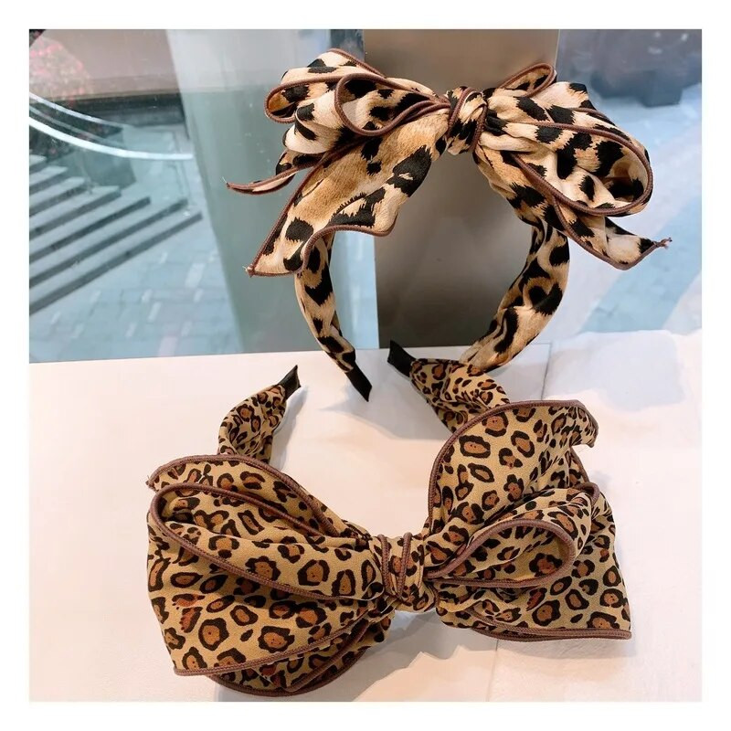 Κορδέλα για τα μαλλιά της αυθεντικής ρετρό στυλ λεοπάρ κεφαλόδεσμος πολλαπλών στρώσεων φιόγκος κεφαλόδεσμος σειράς αξεσουάρ κεφαλόδεσμου νεράιδα Γυναικεία