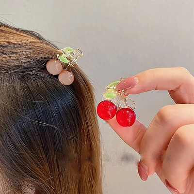 1 бр. Детски Ins Style Mini Cherry Hair Claw Kawaii Simple Candy Color Акрилна фиба Crab Popular Women BB Barrettes