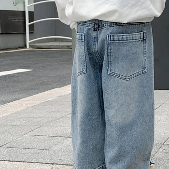 Детски дрехи Детски дънкови панталони Момчета Пролет в корейски стил 2024 Пролет Нови прави крачоли Ежедневни красиви детски дънки с пълна дължина