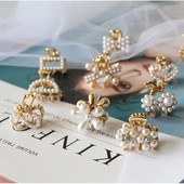 Mini Pearl Hair Claw Női Lányoknak Retro Strasszkő Virág Rák Karom Clip kis hajtűk Haj Rák Lány Haj Kiegészítők