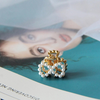 Mini Pearl Hair Claw Női Lányoknak Retro Strasszkő Virág Rák Karom Clip kis hajtűk Haj Rák Lány Haj Kiegészítők