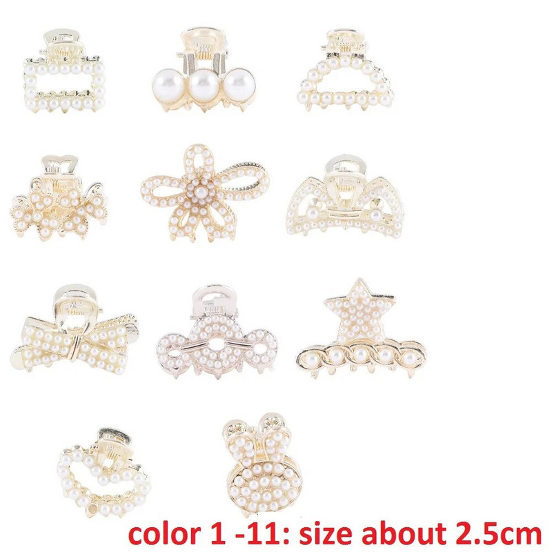 Mini Pearl Hair Claw Női Lányoknak Retro Strasszkő Virág Rák Karom Clip kis hajtűk Haj Rák Lány Haj Kiegészítők