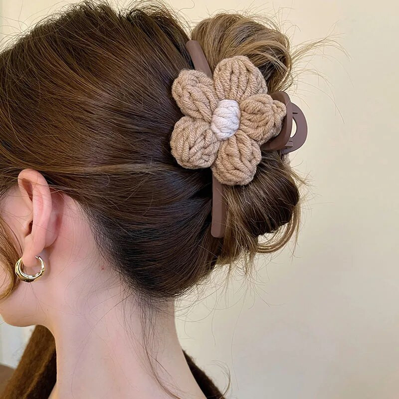 VANIKA Elegáns Retro Gyapjú Szövés Virágok Cápa hajcsat bilincs Divat Lófarok Rák Claw NŐI HAJKLIPP KIEGÉSZÍTŐ LÁNYNAK
