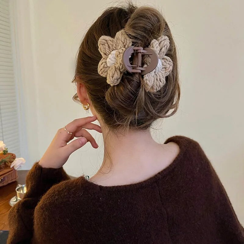 VANIKA Elegáns Retro Gyapjú Szövés Virágok Cápa hajcsat bilincs Divat Lófarok Rák Claw NŐI HAJKLIPP KIEGÉSZÍTŐ LÁNYNAK