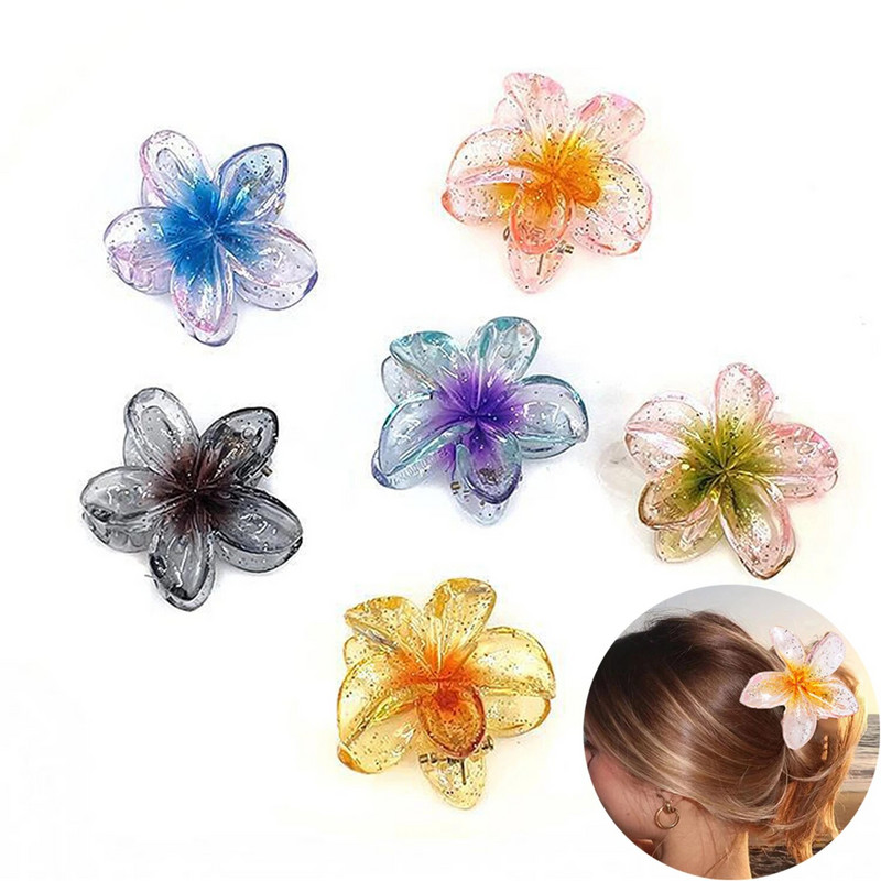 4*4cm Juukselilleklambrid Hawaiian Plumeria Rannalilled Küüspead Aksessuaarid Barrette Lastele Värvilised naistetükid Kunstlikud