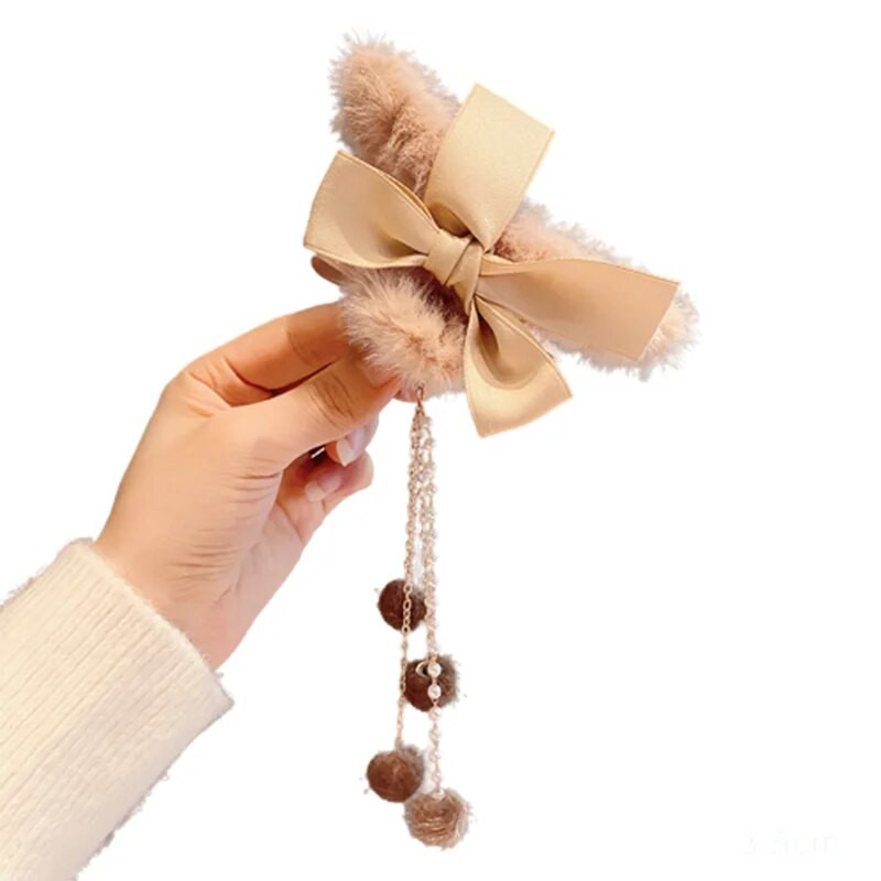 Plush Claw Bow Tutt Juuksenõel Parimad küünisklambrid paksudele juustele Naiste aksessuaarid Uued juukseküüned Armsad juukseklambrid talvel