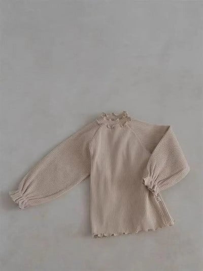 2024 de primăvară pentru copil mic, cu volan, cămașă cu mânecă lungă cu fundul băiat, fată, tricou cu nervuri uni pentru bebeluși, topuri casual din bumbac