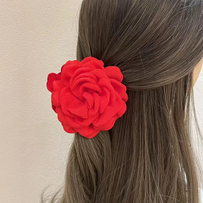 Νέα προσομοίωση Rose Flower Hair Claw Ladies Hair Clip Claw Clamp Claw Bride Wedding Beach Party Αξεσουάρ μαλλιών για γυναίκες