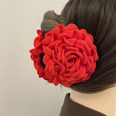 Νέα προσομοίωση Rose Flower Hair Claw Ladies Hair Clip Claw Clamp Claw Bride Wedding Beach Party Αξεσουάρ μαλλιών για γυναίκες