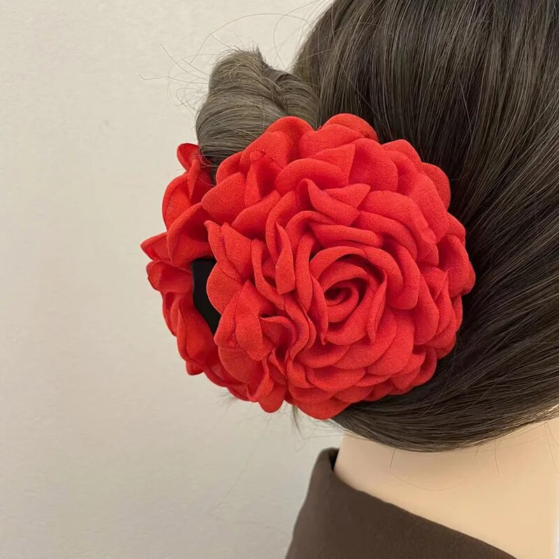 Νέα προσομοίωση Rose Flower Hair Claw Ladies Hair Clip Claw Clamp Claw Bride Wedding Beach Party Αξεσουάρ μαλλιών για γυναίκες