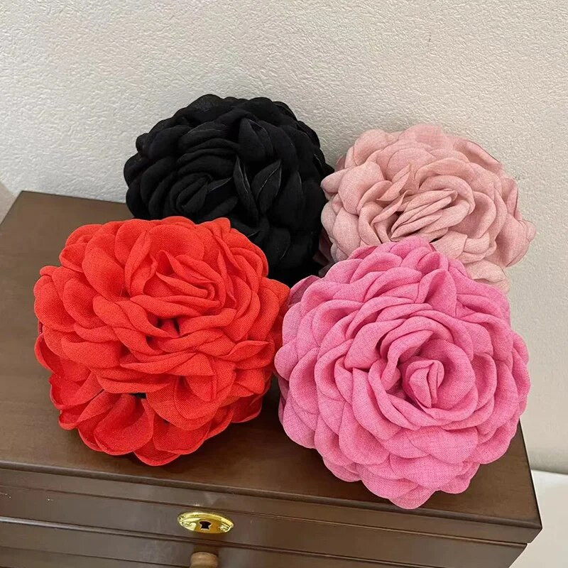 Νέα προσομοίωση Rose Flower Hair Claw Ladies Hair Clip Claw Clamp Claw Bride Wedding Beach Party Αξεσουάρ μαλλιών για γυναίκες