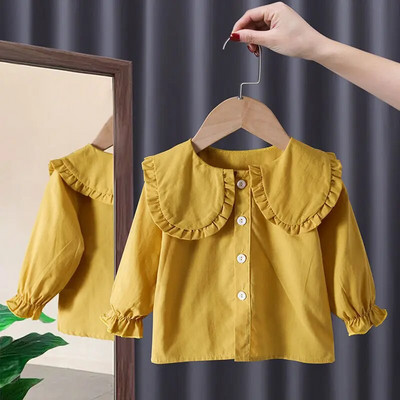 Blúzok Lányok Ingek Tavaszi őszi hosszú ujjú ingek Gyermek csipke hercegnő alsó ingek 2022 új nyugati stílusú baba gyerekek