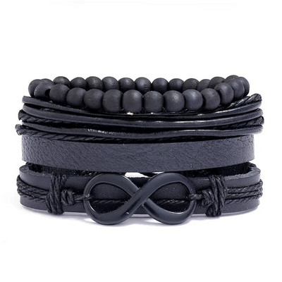 Modyle 4 bucăți/set brățări din piele împletite pentru bărbați punk vintage cu farmec cu flori Brățară frânghie bijuterii cadouri