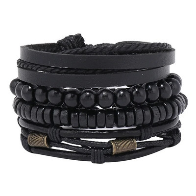 Modyle 4 bucăți/set brățări din piele împletite pentru bărbați punk vintage cu farmec cu flori Brățară frânghie bijuterii cadouri
