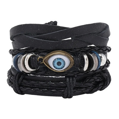 Modyle 4 bucăți/set brățări din piele împletite pentru bărbați punk vintage cu farmec cu flori Brățară frânghie bijuterii cadouri