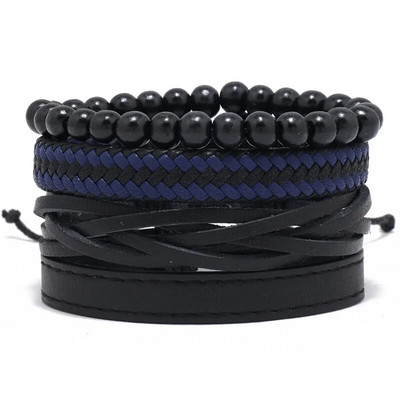 Modyle 4 bucăți/set brățări din piele împletite pentru bărbați punk vintage cu farmec cu flori Brățară frânghie bijuterii cadouri
