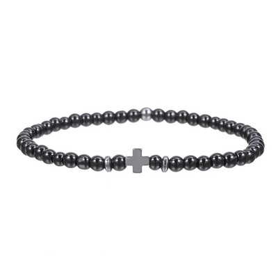 Brățară bărbați 4mm Turcoaz Lavă Hematit Brățară Hematit Cruce mărgele de orez Brazalete Homme Boyfriend Gift Pulsera Hombre